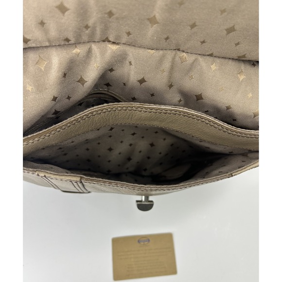 FOSSIL MADDOX Taupe Pebbled Leather Crossbody Messenger Bag Big Key VTG - Picture 9 of 16